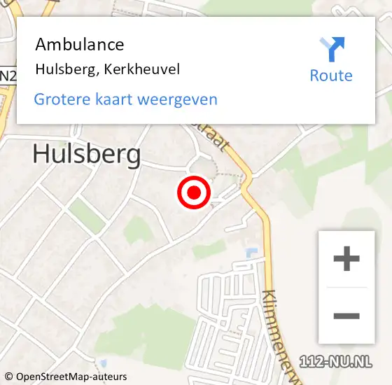 Locatie op kaart van de 112 melding: Ambulance Hulsberg, Kerkheuvel op 14 december 2014 11:29