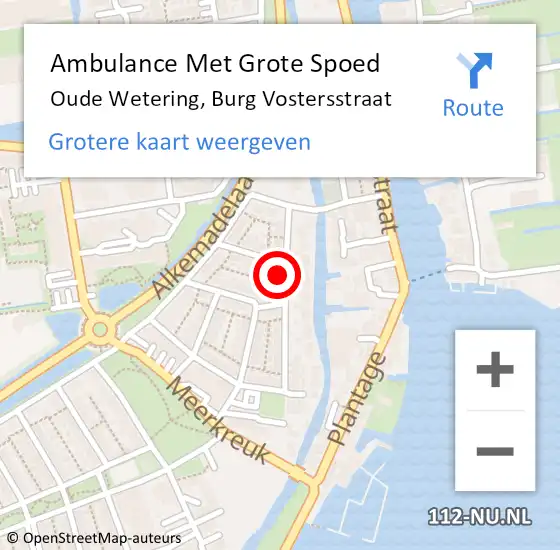 Locatie op kaart van de 112 melding: Ambulance Met Grote Spoed Naar Oude Wetering, Burg Vostersstraat op 14 december 2014 12:04