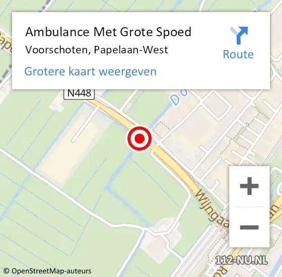 Locatie op kaart van de 112 melding: Ambulance Met Grote Spoed Naar Voorschoten, Papelaan-West op 14 december 2014 12:11