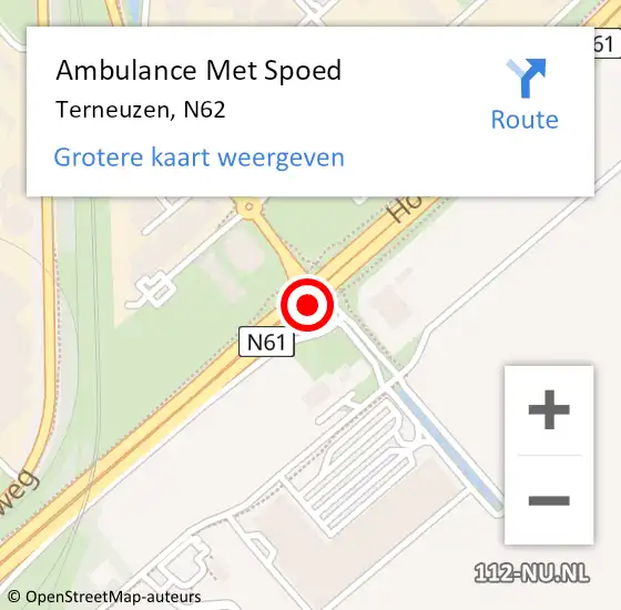 Locatie op kaart van de 112 melding: Ambulance Met Spoed Naar Terneuzen, N62 op 14 december 2014 18:38