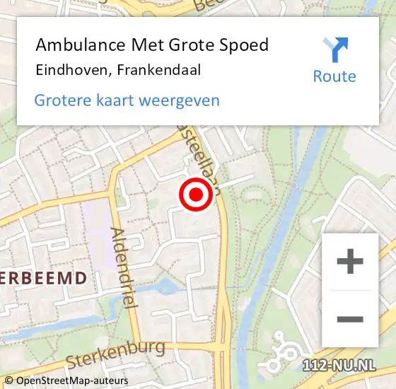 Locatie op kaart van de 112 melding: Ambulance Met Grote Spoed Naar Eindhoven, Frankendaal op 14 december 2014 20:49