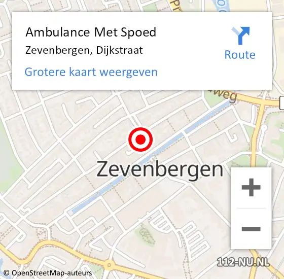 Locatie op kaart van de 112 melding: Ambulance Met Spoed Naar Zevenbergen, Dijkstraat op 14 december 2014 22:25