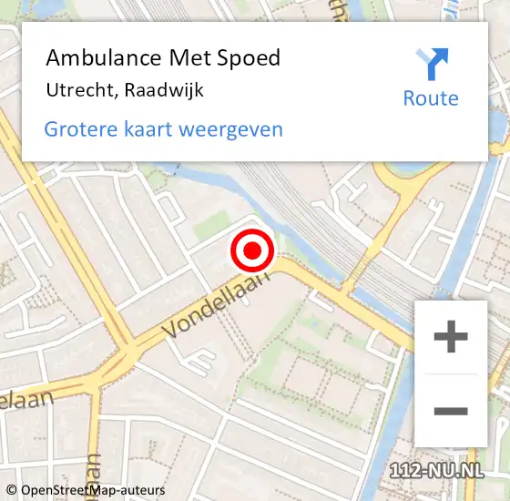 Locatie op kaart van de 112 melding: Ambulance Met Spoed Naar Utrecht, Raadwijk op 14 december 2014 23:40