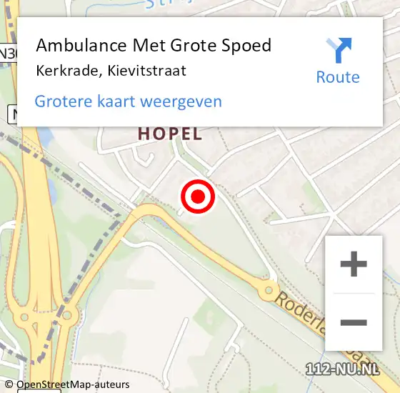 Locatie op kaart van de 112 melding: Ambulance Met Grote Spoed Naar Kerkrade, Kievitstraat op 15 december 2014 10:20