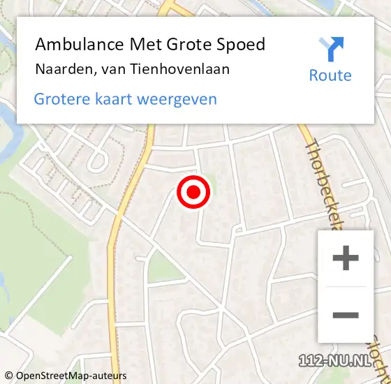 Locatie op kaart van de 112 melding: Ambulance Met Grote Spoed Naar Naarden, van Tienhovenlaan op 15 december 2014 13:08
