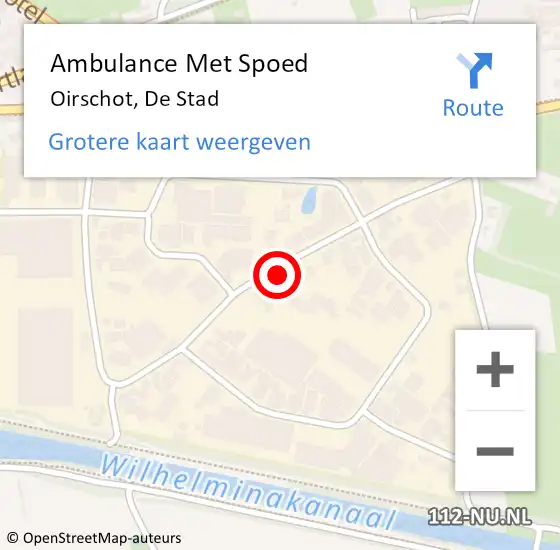 Locatie op kaart van de 112 melding: Ambulance Met Spoed Naar Oirschot, De Stad op 15 december 2014 19:45