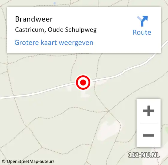 Locatie op kaart van de 112 melding: Brandweer Castricum, Oude Schulpweg op 15 december 2014 22:32