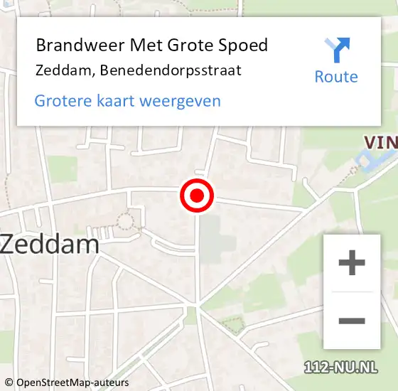Locatie op kaart van de 112 melding: Brandweer Met Grote Spoed Naar Zeddam, Benedendorpsstraat op 15 december 2014 23:43
