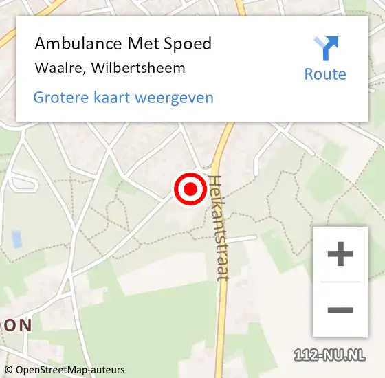 Locatie op kaart van de 112 melding: Ambulance Met Spoed Naar Waalre, Wilbertsheem op 16 december 2014 08:41