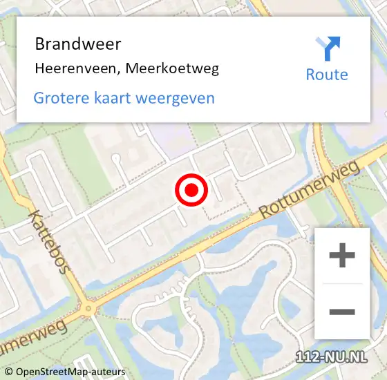 Locatie op kaart van de 112 melding: Brandweer Heerenveen, Meerkoetweg op 24 oktober 2013 13:39
