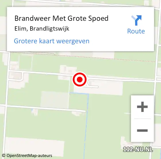 Locatie op kaart van de 112 melding: Brandweer Met Grote Spoed Naar Elim, Brandligtswijk op 16 december 2014 16:27