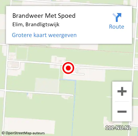 Locatie op kaart van de 112 melding: Brandweer Met Spoed Naar Elim, Brandligtswijk op 16 december 2014 17:03