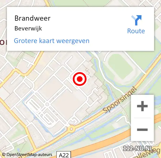 Locatie op kaart van de 112 melding: Brandweer Beverwijk op 16 december 2014 18:30
