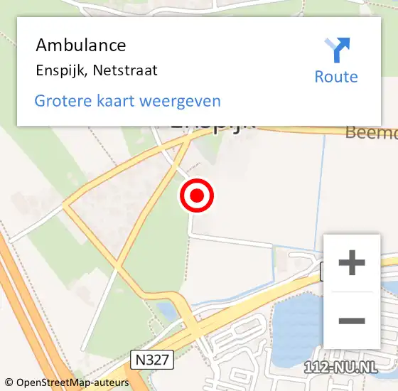 Locatie op kaart van de 112 melding: Ambulance Enspijk, Netstraat op 16 december 2014 20:14