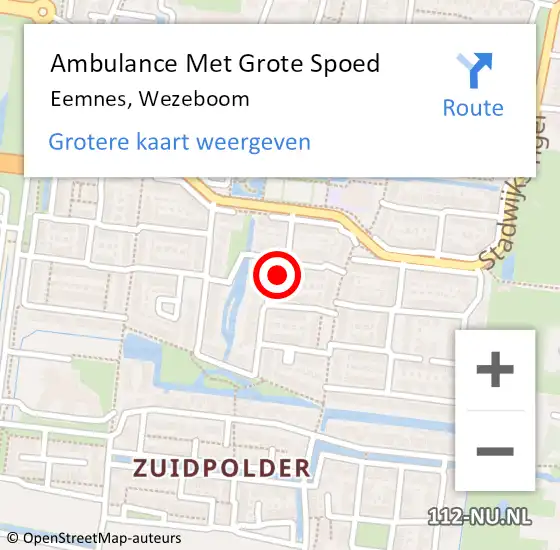 Locatie op kaart van de 112 melding: Ambulance Met Grote Spoed Naar Eemnes, Wezeboom op 17 december 2014 04:53