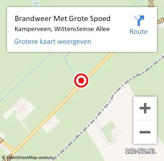 Locatie op kaart van de 112 melding: Brandweer Met Grote Spoed Naar Kamperveen, Wittensteinse Allee op 17 december 2014 12:11
