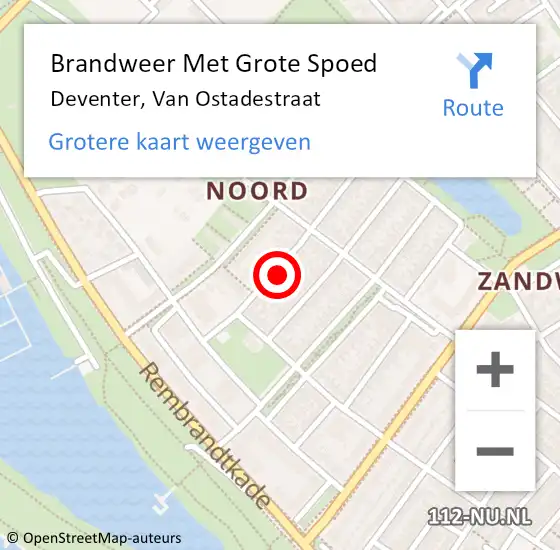 Locatie op kaart van de 112 melding: Brandweer Met Grote Spoed Naar Deventer, Van Ostadestraat op 17 december 2014 19:20