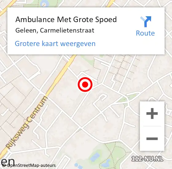 Locatie op kaart van de 112 melding: Ambulance Met Grote Spoed Naar Geleen, Carmelietenstraat op 24 oktober 2013 16:26