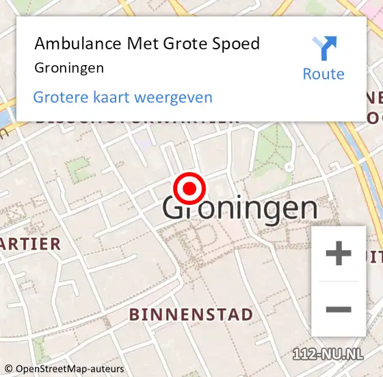 Locatie op kaart van de 112 melding: Ambulance Met Grote Spoed Naar Groningen op 17 december 2014 21:42