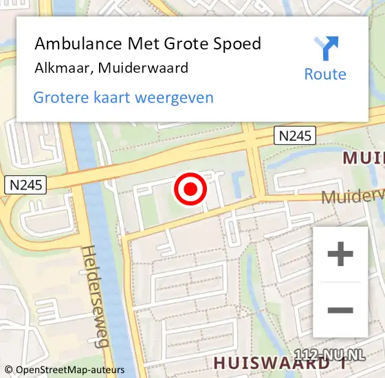Locatie op kaart van de 112 melding: Ambulance Met Grote Spoed Naar Alkmaar, Muiderwaard op 18 december 2014 01:23