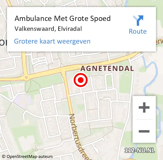 Locatie op kaart van de 112 melding: Ambulance Met Grote Spoed Naar Valkenswaard, Elviradal op 18 december 2014 07:33