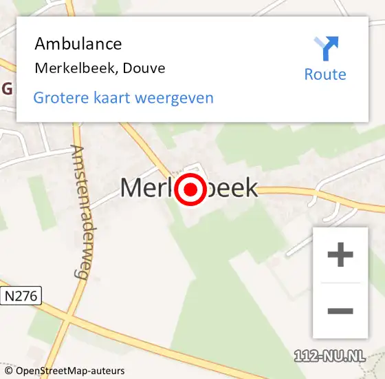Locatie op kaart van de 112 melding: Ambulance Merkelbeek, Douve op 18 december 2014 10:08