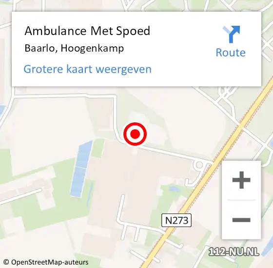 Locatie op kaart van de 112 melding: Ambulance Met Spoed Naar Baarlo, Hoogenkamp op 18 december 2014 10:45