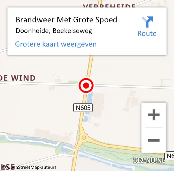 Locatie op kaart van de 112 melding: Brandweer Met Grote Spoed Naar Doonheide, Boekelseweg op 18 december 2014 18:50