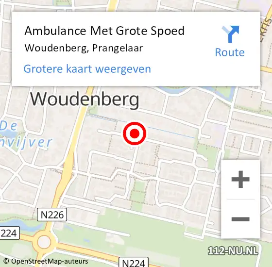 Locatie op kaart van de 112 melding: Ambulance Met Grote Spoed Naar Woudenberg, Prangelaar op 18 december 2014 20:03