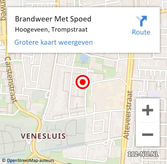Locatie op kaart van de 112 melding: Brandweer Met Spoed Naar Hoogeveen, Trompstraat op 18 december 2014 23:07