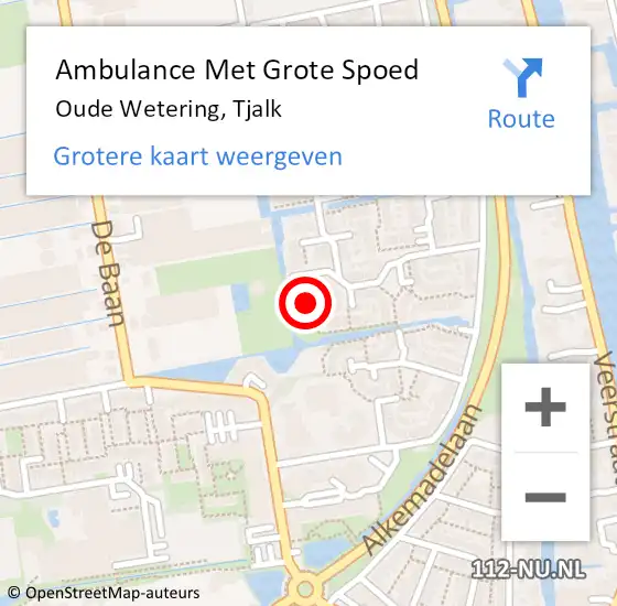 Locatie op kaart van de 112 melding: Ambulance Met Grote Spoed Naar Oude Wetering, Tjalk op 18 december 2014 23:07