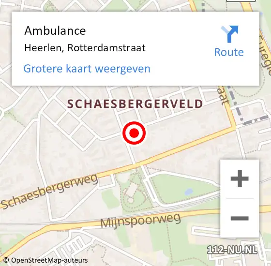 Locatie op kaart van de 112 melding: Ambulance Heerlen, Rotterdamstraat op 19 december 2014 00:24