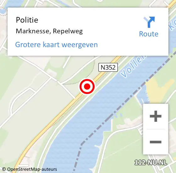 Locatie op kaart van de 112 melding: Politie Marknesse, Repelweg op 19 december 2014 08:04