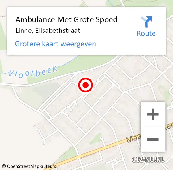 Locatie op kaart van de 112 melding: Ambulance Met Grote Spoed Naar Linne, Elisabethstraat op 19 december 2014 09:58