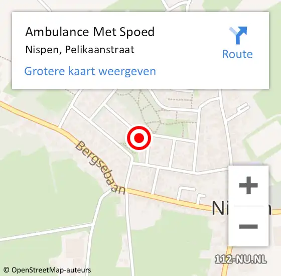 Locatie op kaart van de 112 melding: Ambulance Met Spoed Naar Nispen, Pelikaanstraat op 19 december 2014 12:33