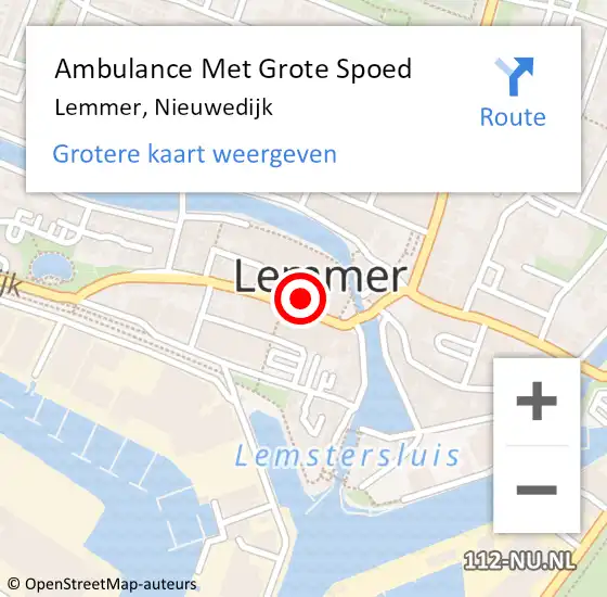 Locatie op kaart van de 112 melding: Ambulance Met Grote Spoed Naar Lemmer, Nieuwedijk op 19 december 2014 19:55