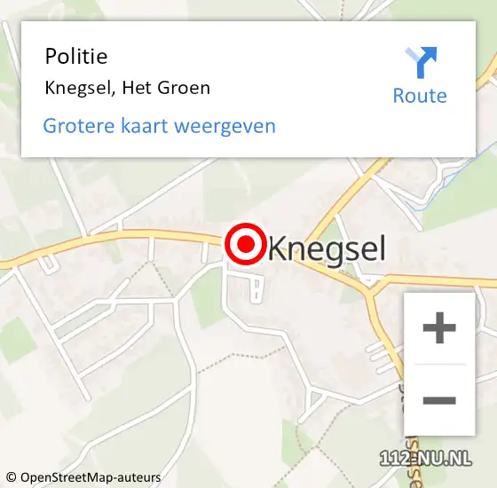 Locatie op kaart van de 112 melding: Politie Knegsel, Het Groen op 20 december 2014 05:14