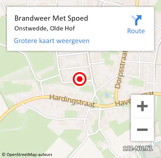 Locatie op kaart van de 112 melding: Brandweer Met Spoed Naar Onstwedde, Olde Hof op 20 december 2014 10:46