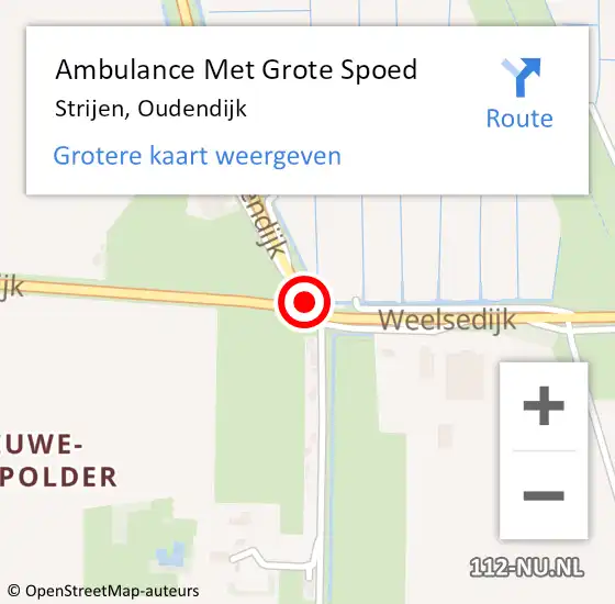 Locatie op kaart van de 112 melding: Ambulance Met Grote Spoed Naar Strijen, Oudendijk op 20 december 2014 12:23