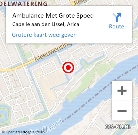 Locatie op kaart van de 112 melding: Ambulance Met Grote Spoed Naar Capelle aan den IJssel, Arica op 20 december 2014 13:05