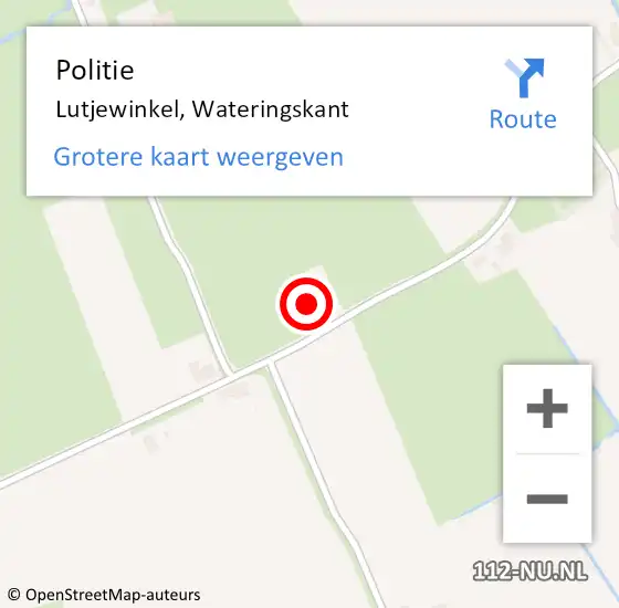Locatie op kaart van de 112 melding: Politie Lutjewinkel, Wateringskant op 20 december 2014 15:40