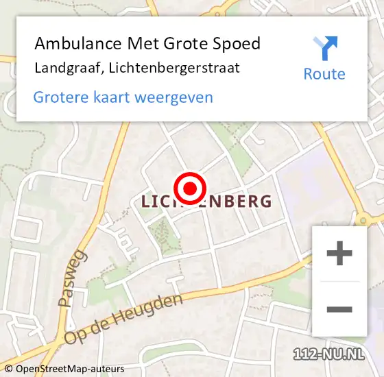 Locatie op kaart van de 112 melding: Ambulance Met Grote Spoed Naar Landgraaf, Lichtenbergerstraat op 20 december 2014 16:04