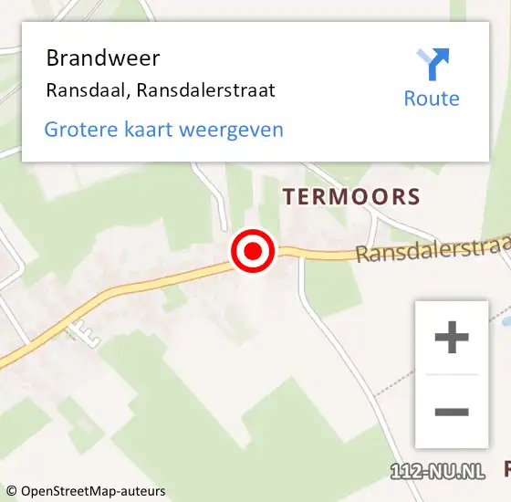 Locatie op kaart van de 112 melding: Brandweer Ransdaal, Ransdalerstraat op 20 december 2014 23:02