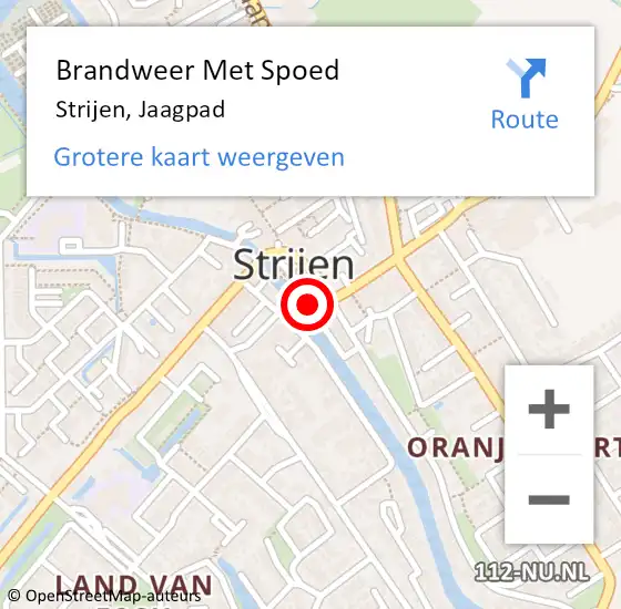 Locatie op kaart van de 112 melding: Brandweer Met Spoed Naar Strijen, Jaagpad op 21 december 2014 03:31