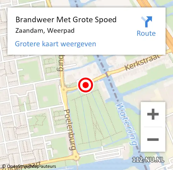 Locatie op kaart van de 112 melding: Brandweer Met Grote Spoed Naar Zaandam, Weerpad op 21 december 2014 03:52