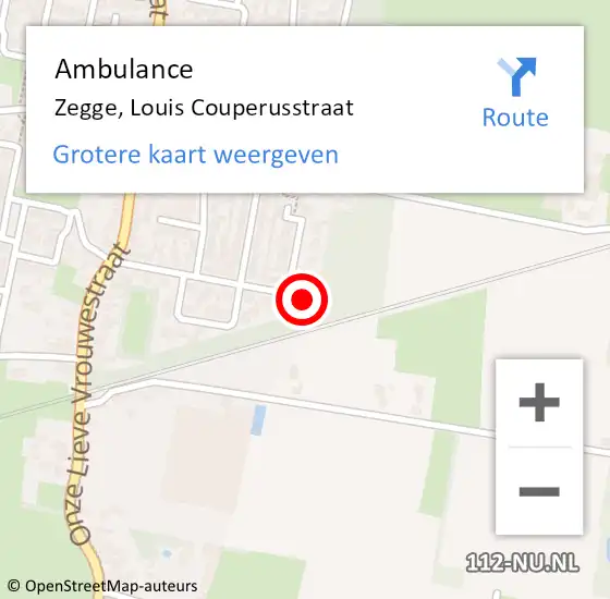 Locatie op kaart van de 112 melding: Ambulance Zegge, Louis Couperusstraat op 21 december 2014 11:59