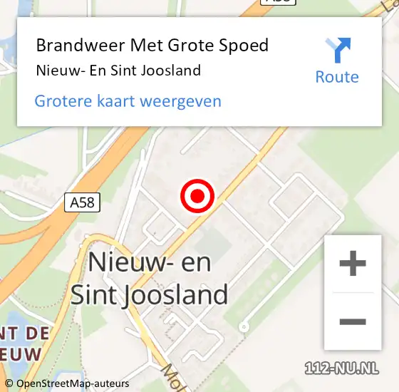Locatie op kaart van de 112 melding: Brandweer Met Grote Spoed Naar Nieuw- En Sint Joosland op 21 december 2014 21:19