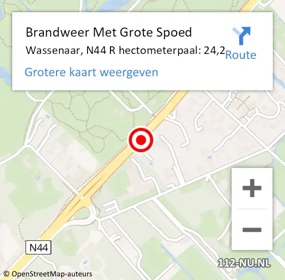 Locatie op kaart van de 112 melding: Brandweer Met Grote Spoed Naar Wassenaar, N44 L op 22 december 2014 07:51
