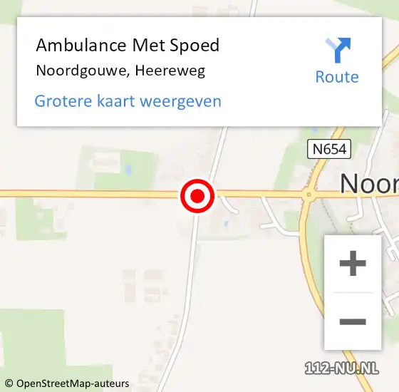 Locatie op kaart van de 112 melding: Ambulance Met Spoed Naar Noordgouwe, Heereweg op 22 december 2014 11:36