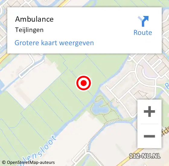 Locatie op kaart van de 112 melding: Ambulance Teijlingen op 22 december 2014 12:51